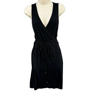 Tart Collections Wrap Dress Solid Black Modal Stretch Sleeveless V Neck Size 0X